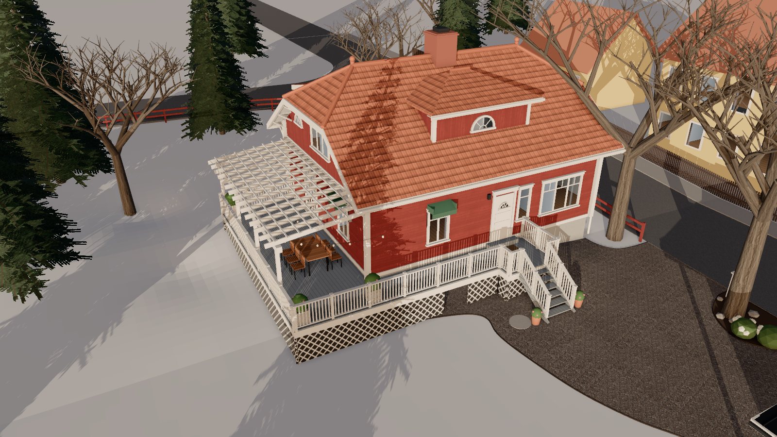 Huset en januaridag med snö